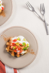Fresh egg waffles dessert