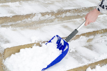 Cleaning of snow. Clearing in winter time by means of shovel