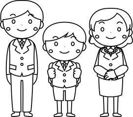 Family in the entrance ceremony outline set