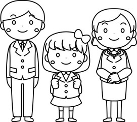 Family in the entrance ceremony outline set