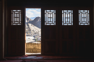 Open window of the ancient palace of Leh