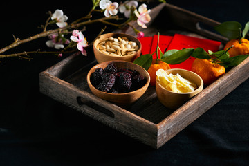 Group of colorful Vietnamese jam for Vietnam Tet holiday, also lunar new year of Asia, traditional...