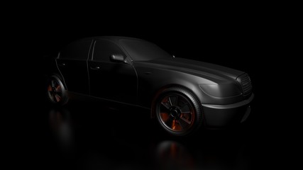 Dark background with silver car and red flares