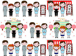 Parent and child in the entrance ceremony set