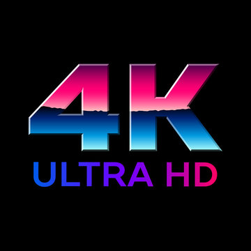 4k Ultra HD format logo with shiny chrome letters