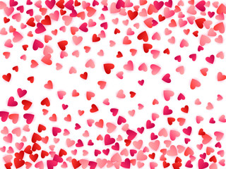 Red flying hearts bright love passion vector background.