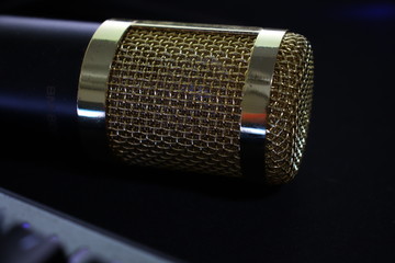 microphone on black background