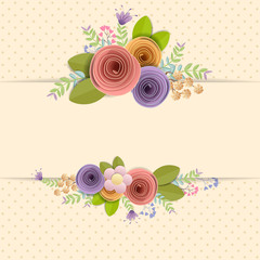 Vector and illustration design. craft paper flowers, spring, autumn, wedding and valentine festive floral bouquet, bright fall colors, nature clipart isolated on white background.