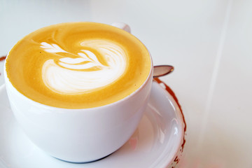 Hot coffee on the table