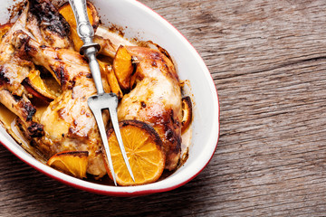 Baked chicken with orange sauce