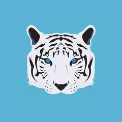 White Bengal Tiger Head Vector and Icon