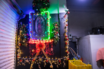 Religious Altar Decorated for Christmas in Mexico City