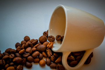 Cup with coffee grains