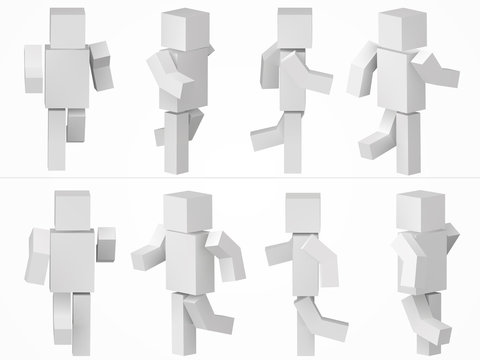 Running Cubic Character. 3d Style Simple Cubic Character Illustration.