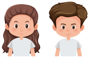 Set of brunette male and female character