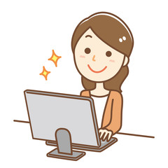 女性　パソコン