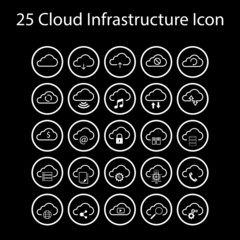 Vector illustration of 25 set cloud infrastructure icon. Flat icon