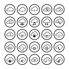 Vector illustration of 25 set cloud infrastructure icon. Flat icon