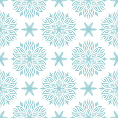 Obraz na płótnie Canvas Floral seamless pattern. Blue and white background. Vector illustration