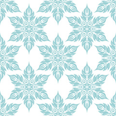 Floral seamless pattern. Blue flowers on white background