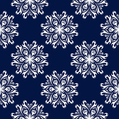 Floral dark blue seamless background. With flowers pattern