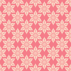 Floral seamless pattern. Beige and pink background