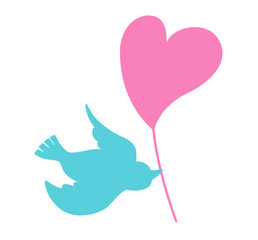 Heart and bird silhouette material