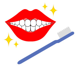 綺麗な歯と歯ブラシ