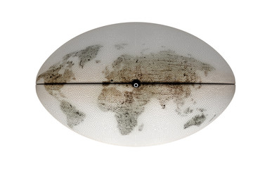 White Rugby Ball And World Map