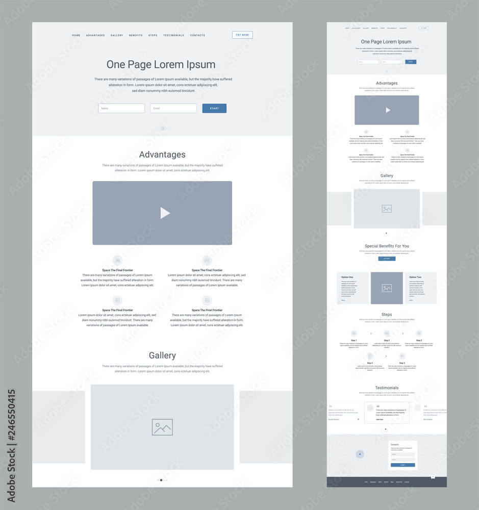 Wall mural one page website design template for business. landing page wireframe. flat modern responsive design