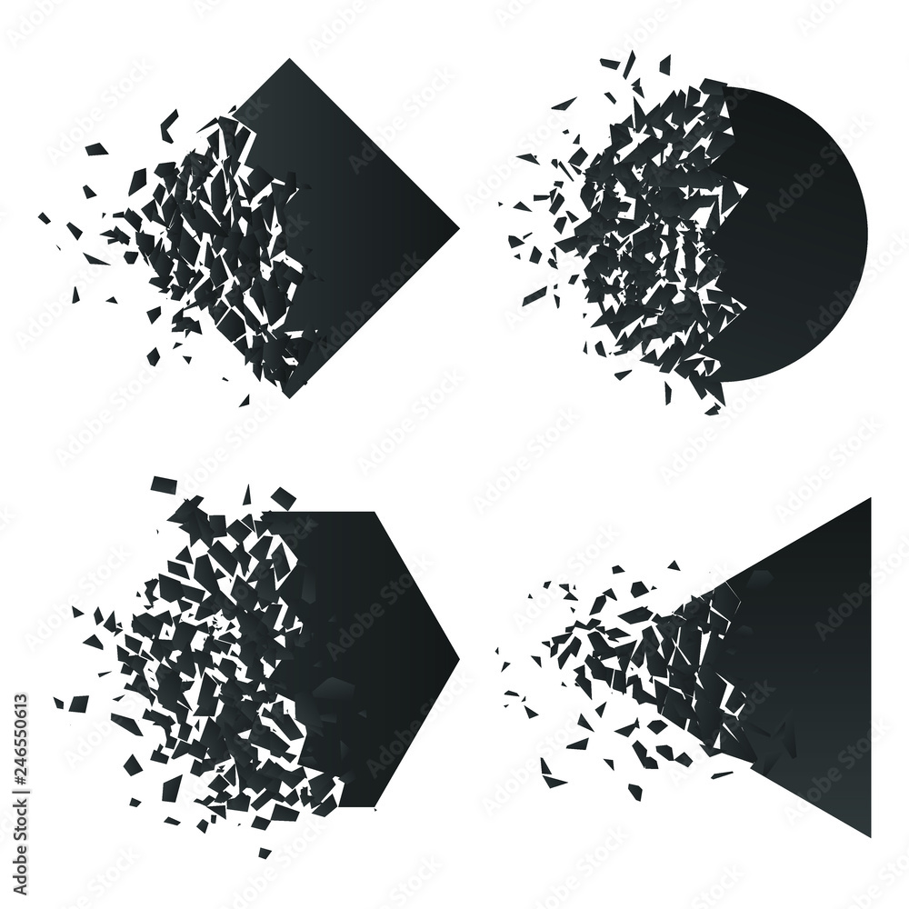 Wall mural shape explodes gradient flat style design vector illustration set isolated on white background. squa