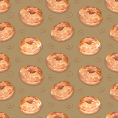 Seamless pattern with a donut pattern on a colored background