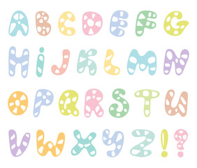 Hand drawn abc vector set isolated on white background. Cute doodle alphabet. Funny rounds letters