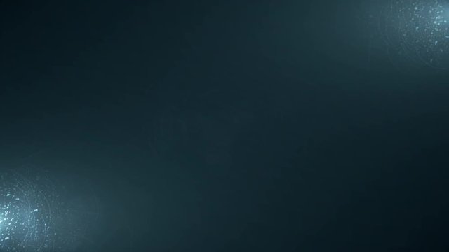Left and right fashlight beams moving in total darkness on icy background. Black background with two abstract rays of light.