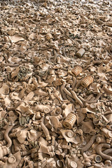  A large number of children's gas masks lies on a floor at the thrown school after the Chernobyl accident in Ukraine in 1986.