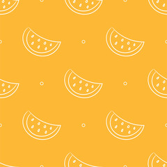 Fruit seamless pattern. Color vector background. Watermelon. Summer and spring print. Doodle sketch
