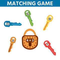 Choose the key to the lock. Matching children educational game. Activity for pre school years kids and toddlers