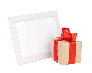 gift box with ribbon bow isolated on white background