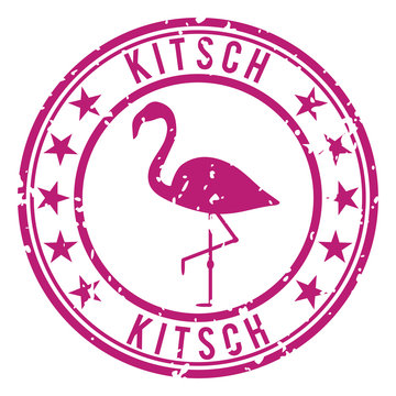 Stamp with a flamingo, sign kitsch
