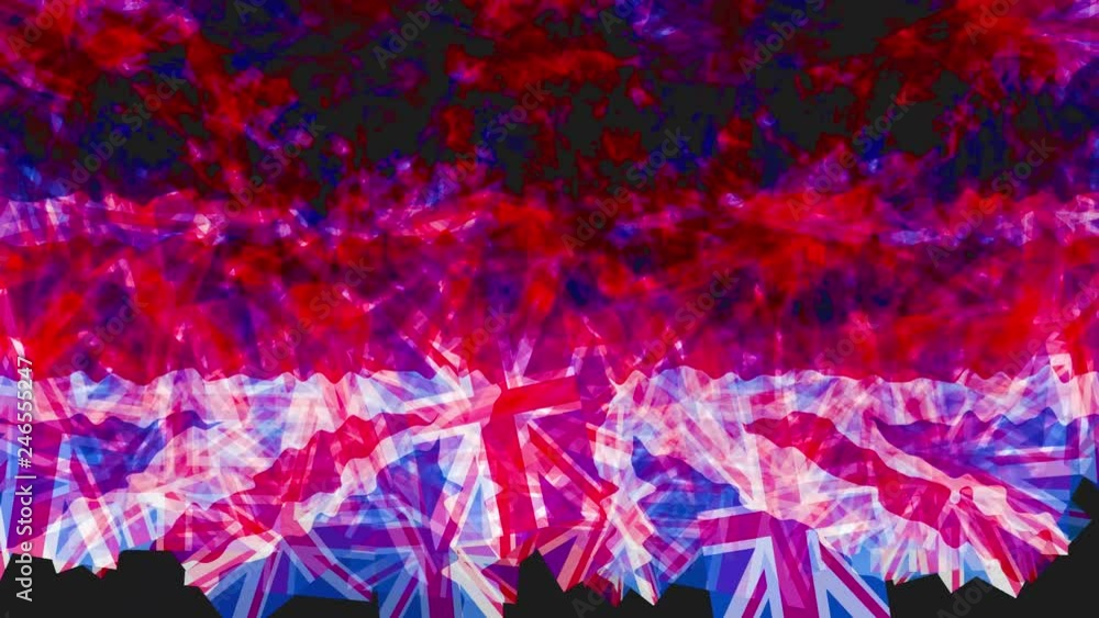 Poster the appearance and disappearance of the flag of the united kingdom, moving from left to right and fr