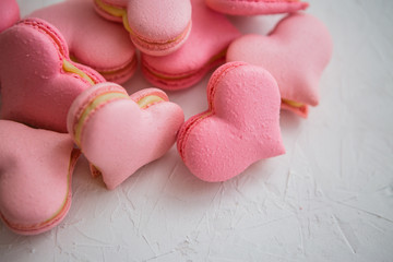 fresh delicate pink handmade cookies in the shape of a heart
