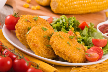Corn burgers.