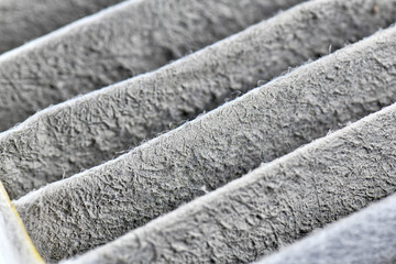 Close Up view on high efficiency particulate air filter.Dust filter surface of car, Useful to trap dust in the car, Make fresh air in the car clean.