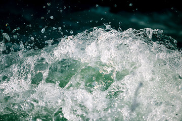 Splashes of water from the waves in the sea