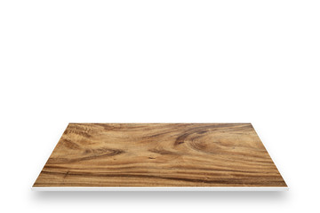 Wood table perspective isolated on white.