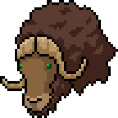Obraz premium vector pixel art buffalo head