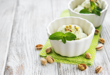 pistachio ice cream and mint