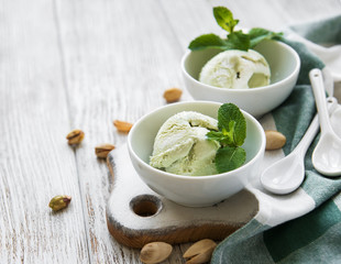 pistachio ice cream and mint