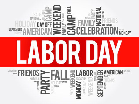 Labor Day word cloud collage, holiday concept background
