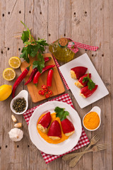 Stuffed piquillo peppers with cod.